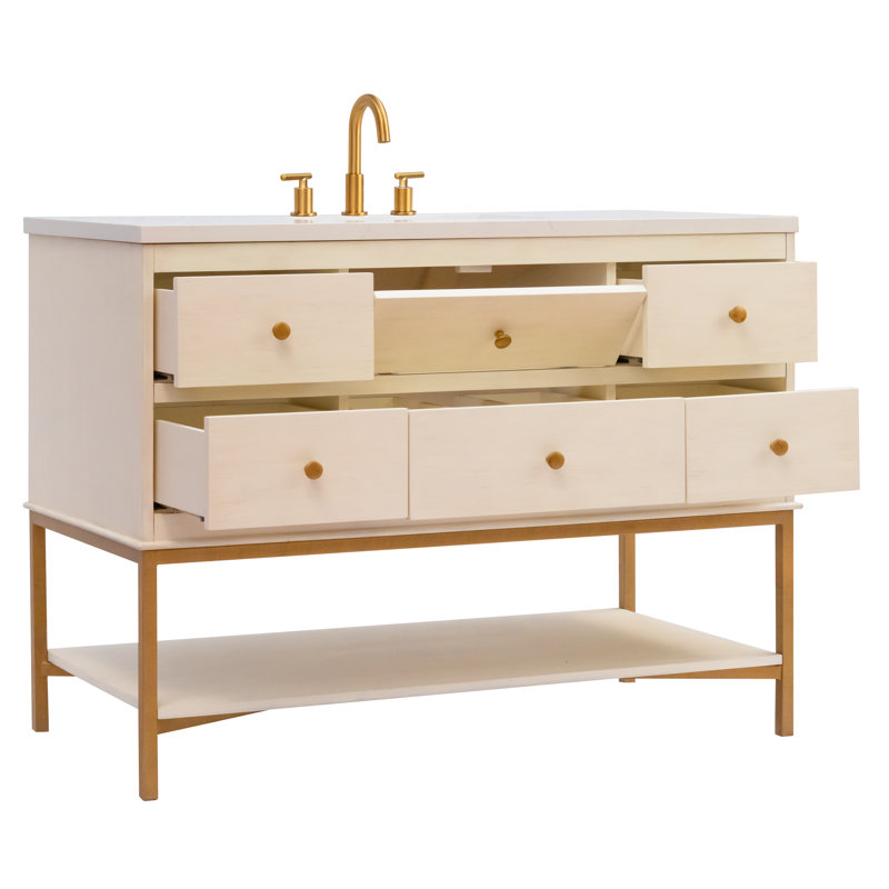 Kim 48"L Free Standing Vanity In Antique White