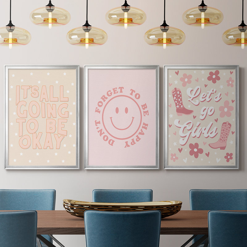 Going To Be Ok - Toile tendue avec châssis sur mesure - 3 pièces, H 30 po x l 63 po, Silver