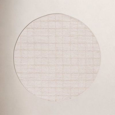 Beige Hand-Woven Geometric Wool Rug