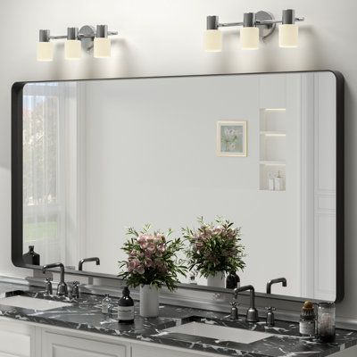 Molly Tempered Glass and Metal Framed French Cleat Mounted Wall Bathroom / Vanity Mirror