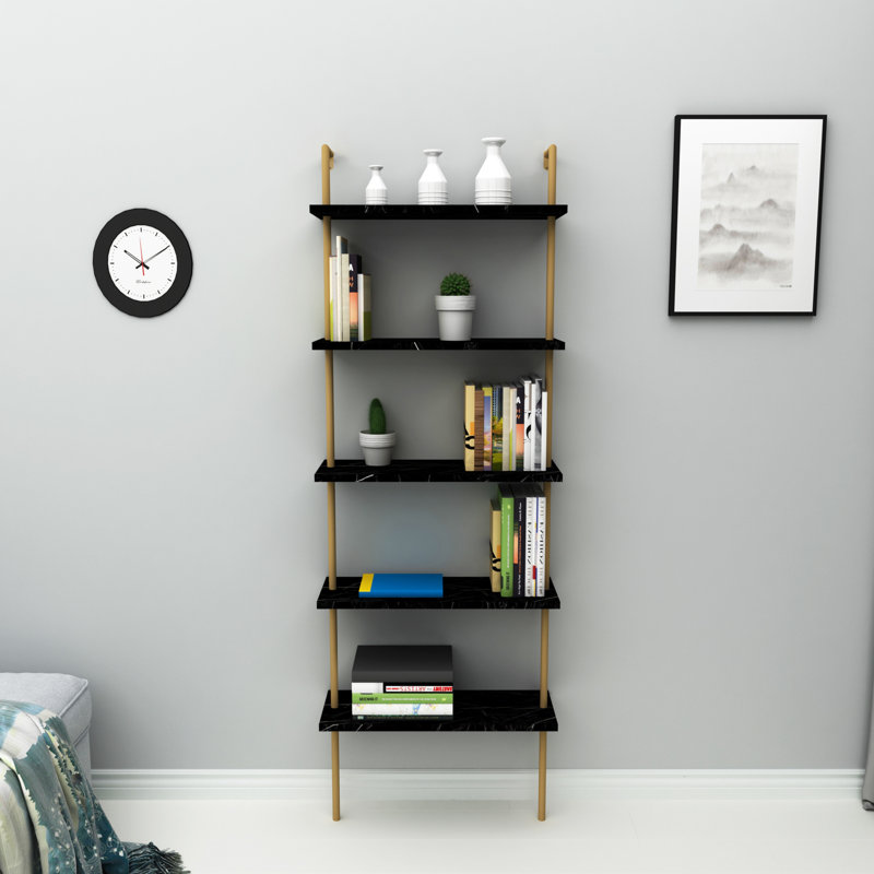 Bookcase Ladder, Black Marble/Gold