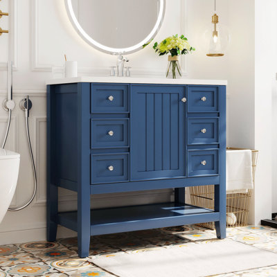 Meuble-lavabo simple 36,09 po avec plateau en céramique Guardino