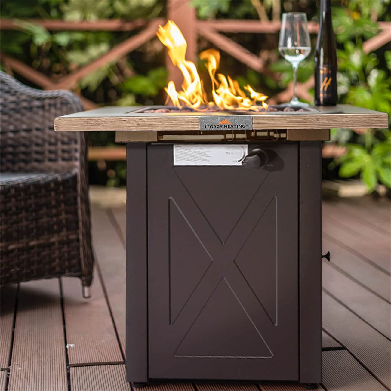 Gracie Oaks 28Inch Outdoor Gas Fire Pit Table Wayfair Canada