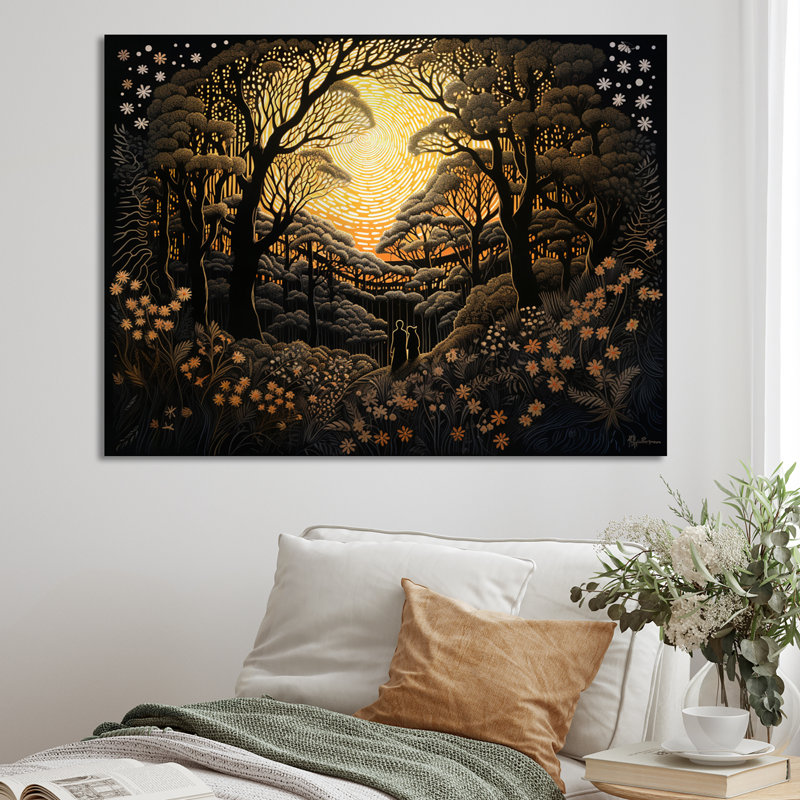 «Countryside Romance Magical Full Moon Trees», reproduction sur toile, H 16 po x l 32 po x P 1 po, Toile tendue