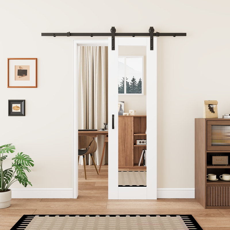  𝗥𝗲𝗾𝘂𝗶𝗿𝗲𝗱 𝗔𝘀𝘀𝗲𝗺𝗯𝗹𝘆 𝗥𝗲𝗾𝘂𝗶𝗿𝗲𝗱 Panneau de porte, portes de grange coulissantes en bois manufacturé à miroir H 80 po avec quincaillerie