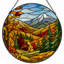 Panneau de vitrail 12 "H Mountain Landscape-1221473902