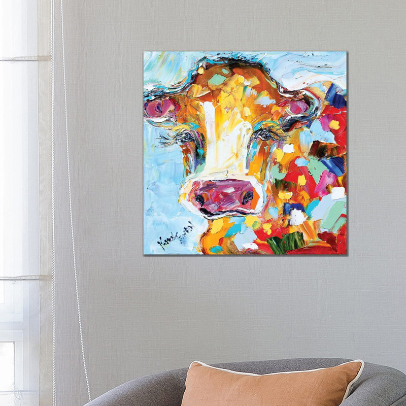 Cow 1 Piece Wrapped Canvas Painting, 66.04 cm H x 66.04 cm W x 1.91 cm D