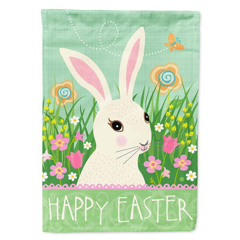 Lapin en polyester 2 côtés 40 x 28 po pâques lapin de pâques drapeau maison