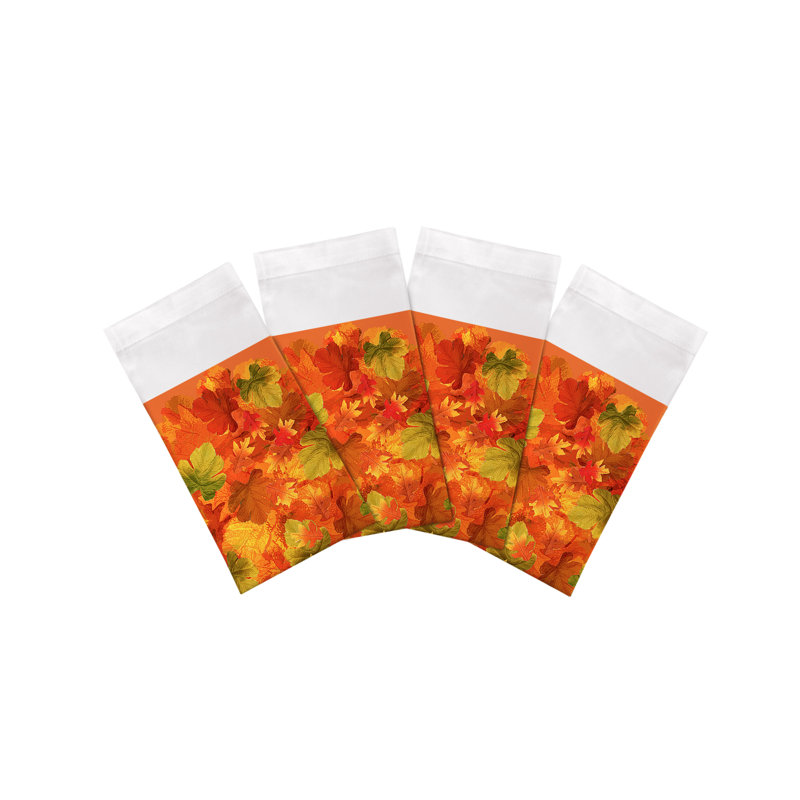 Fallen Leaves Cotton Sateen Dinner Napkins, Orange