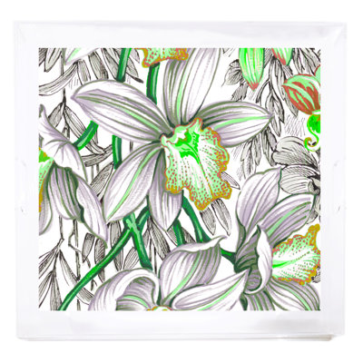 Plateau décoratif carré en acrylique Orchid Cymbidium