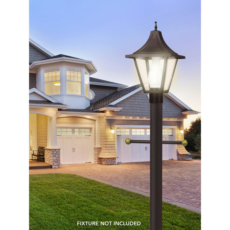 Solus 7, 8, or 10 ft. Direct Burial Hardwired Lamp Post with Decorative Cross Arm, Bronze, 84" H x 3" W x 3" D