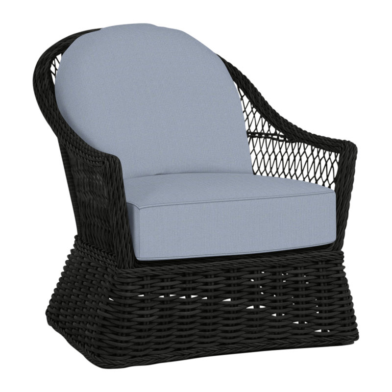 Soho Patio Chair with Cushions, Welt, Arbor Chambray, Black