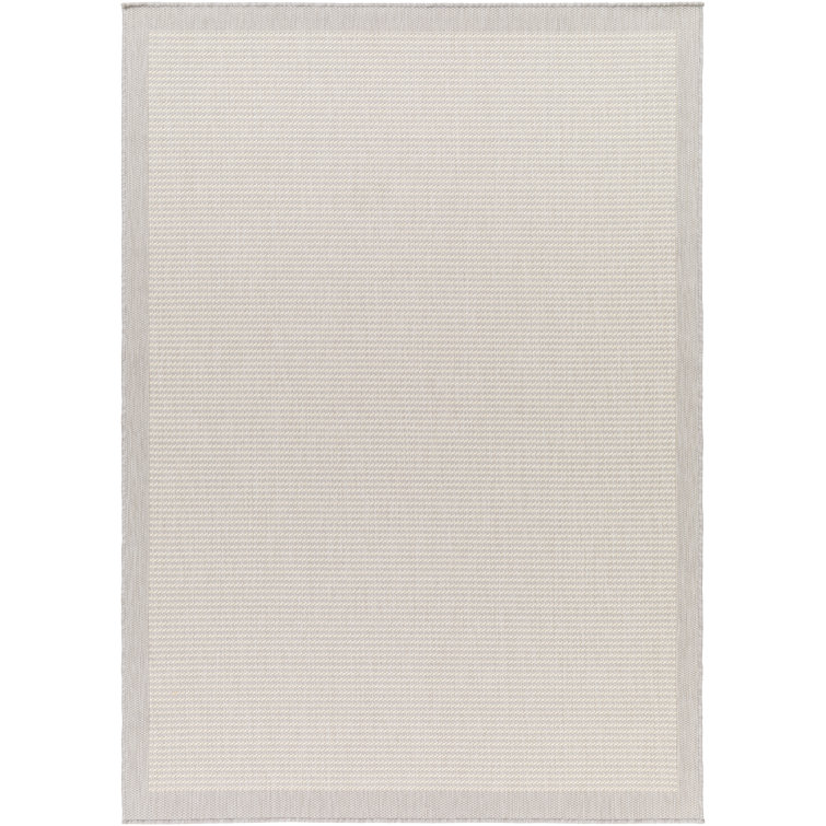 Striped Machine Made Power Loomed Polypropylene Indoor / Outdoor Area Rug in Light Gray