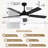 52" Modern Black Ceiling Fan With Lights And Remote Control, Quiet Reversible DC Motor 5-Blade Chandelier Ceiling Fan For Bedroom