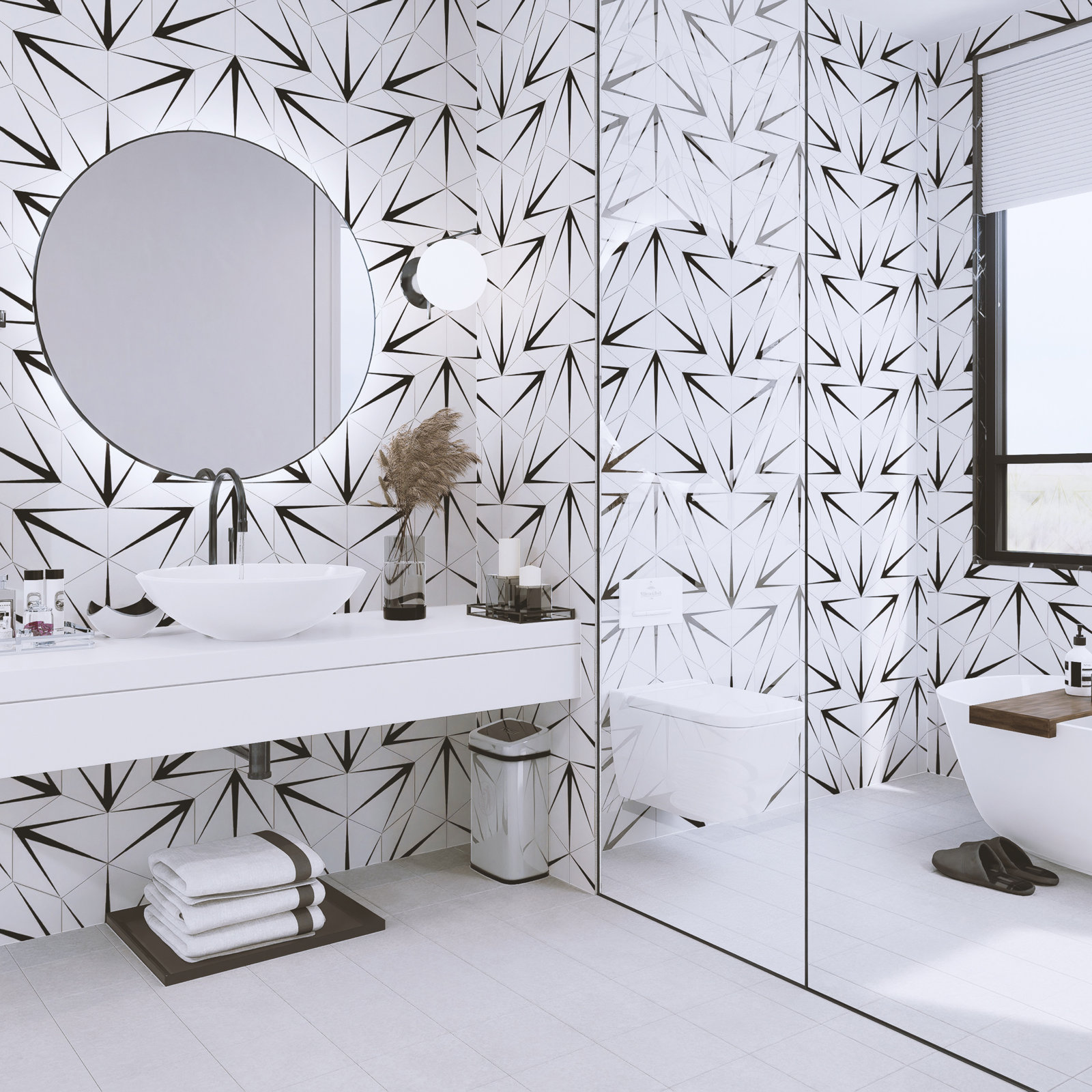 Trident 9" x 10" Porcelain Patterned Wall & Floor Tile