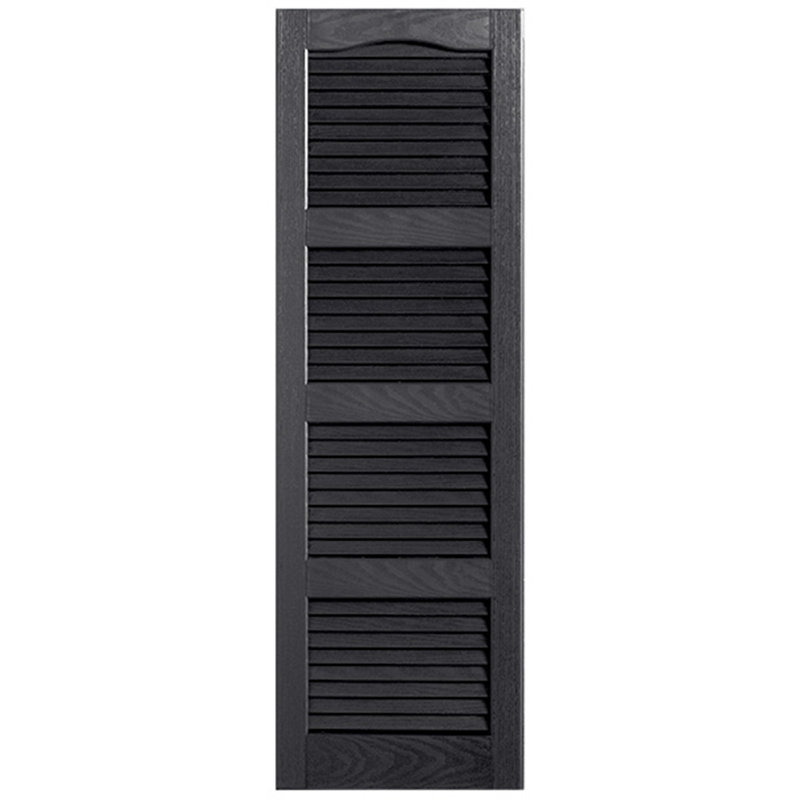 Paire de volets à persiennes cathédrale style quadruple ouverts, Noir, 43 po, 15 po