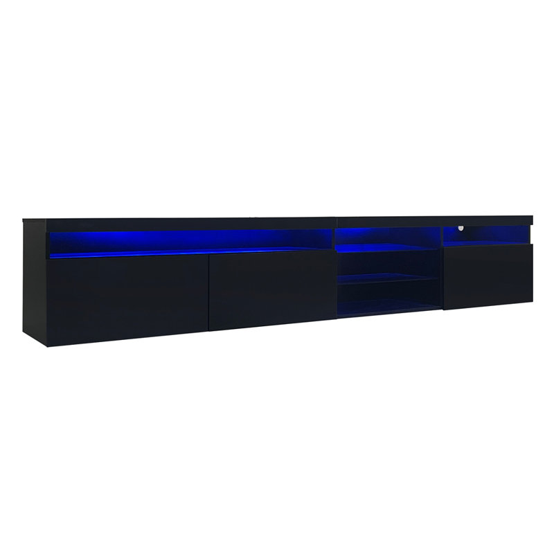 Meuble télé polyvalent avec lumières DEL, Noir