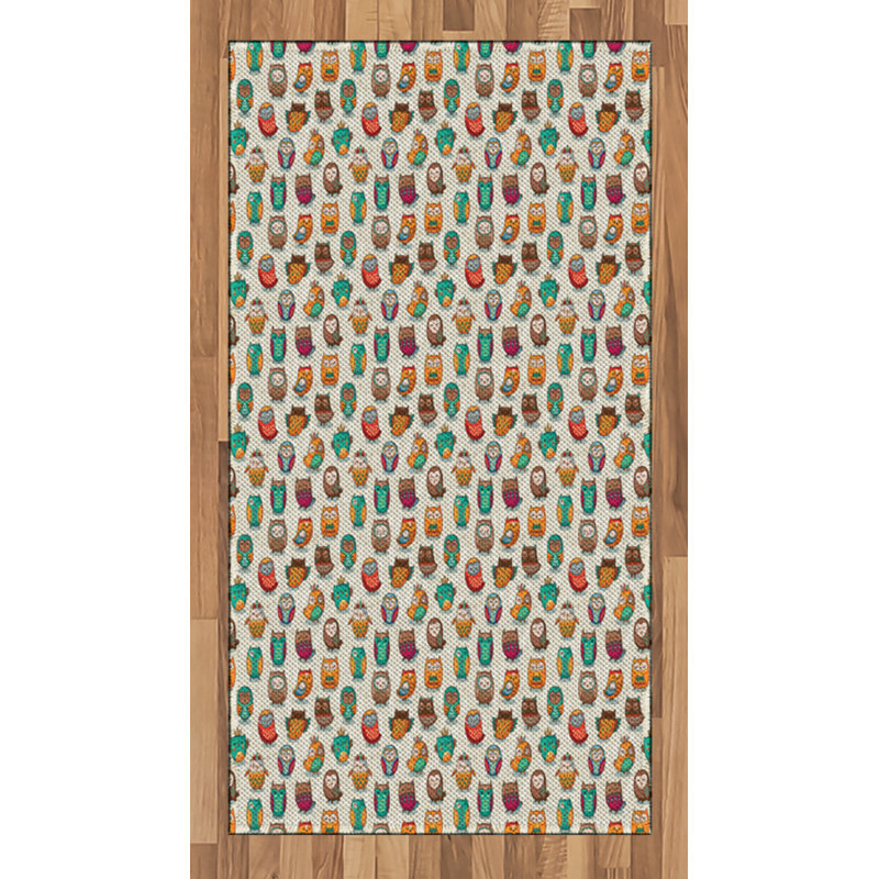 Owls High Density Long Fiber Poly Threads Decorative Area Rug Carpet, Rectangle 2'7" x 5'