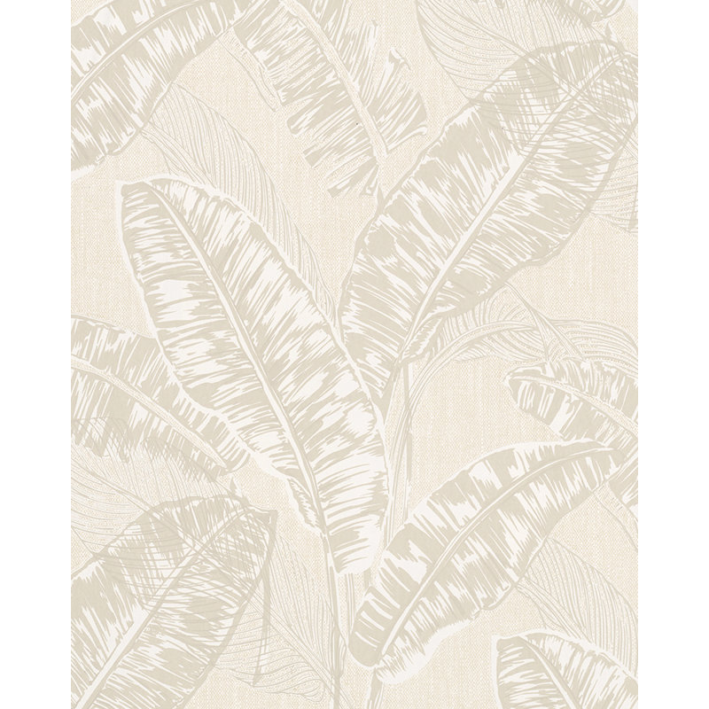 Kristyna Tropical Leaf Print 10m x 53cm Wallpaper Roll, Beige