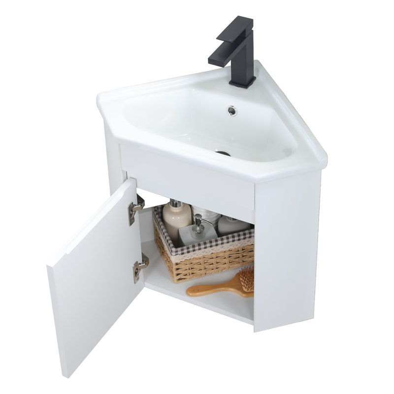 Ensemble de meuble-lavabo simple 16 po blanc avec plateau en céramique