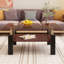 Table basse rectangulaire, plateau en verre trempé avec couche en MDF, table moderne pour le salon, verre brun-129464802