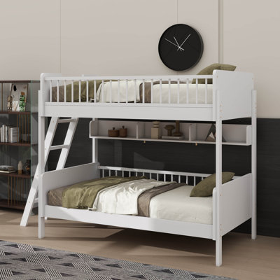 Wooden Bunk Bed In Twin Size, Comes With Three Storage Sections