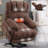 Brown Chenille Power Lift Recliner - 23" Seat, 8-Point Massage, Lumbar Heating, High Back-1906312221