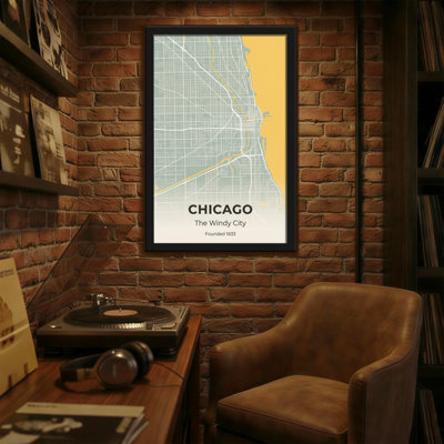 Scenic & Cityscapes Chicago Map Design Art Print