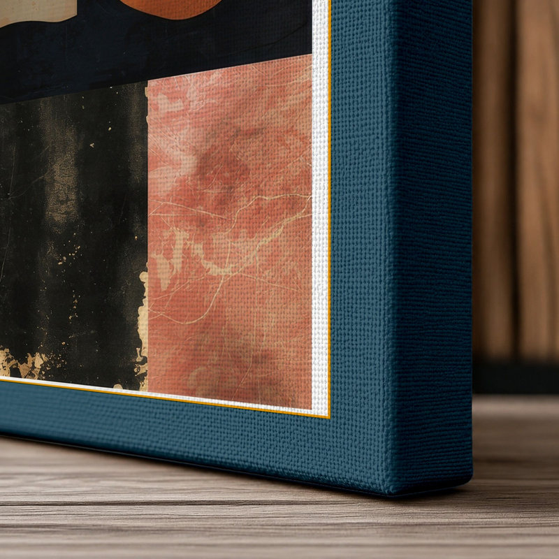 Rust and Geometry Industrial - Wrapped Canvas, 36x24 - 91.4 x 61.0 cm, Teal Border