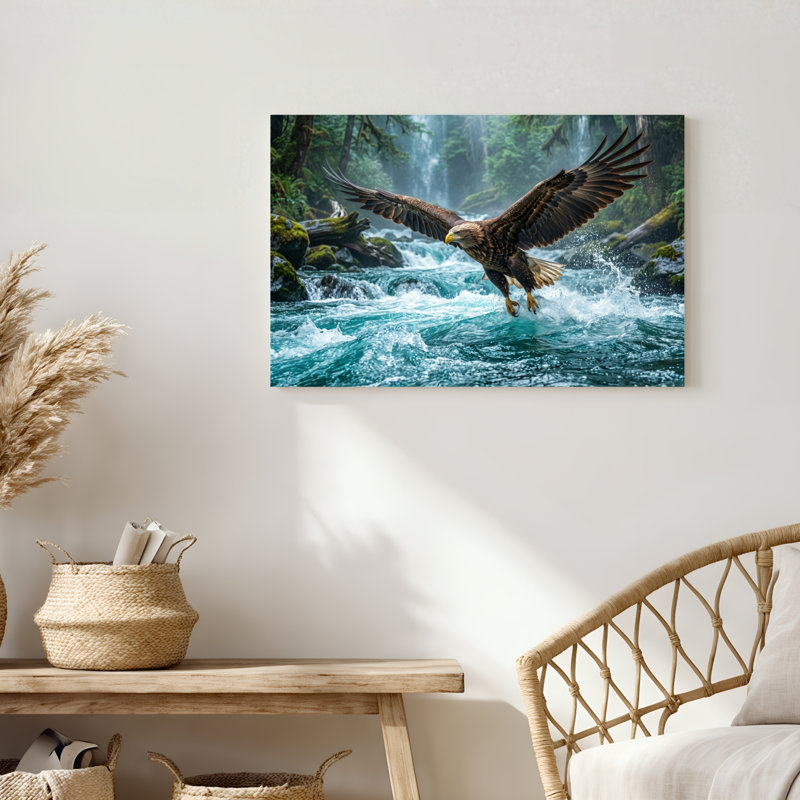 «Gallery Wrap», art mural sur toile pour le salon, la chambre à coucher, le bureau ou le vestibule - décoration murale décorative avec rivière Eagle