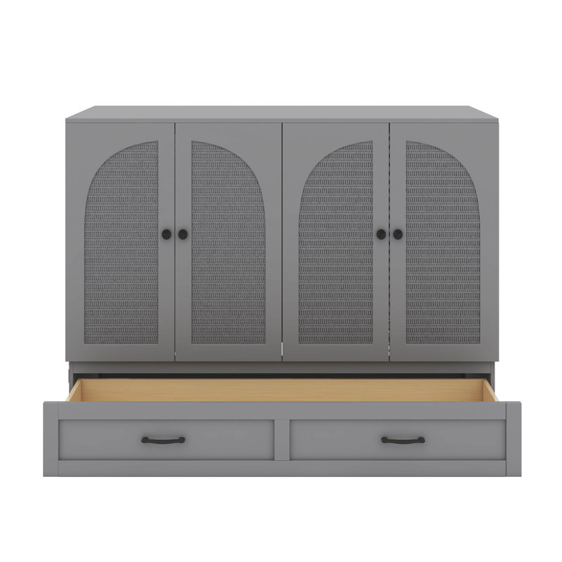 Lit escamotable double avec tiroirs, Gris