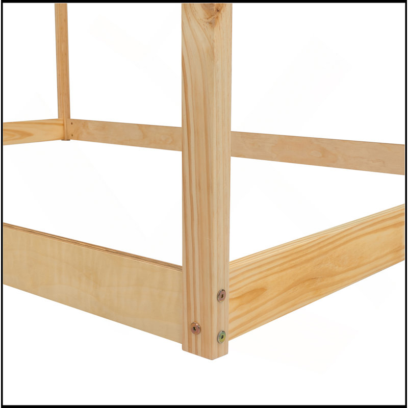 Lit maison en bois, Naturel, Lit double
