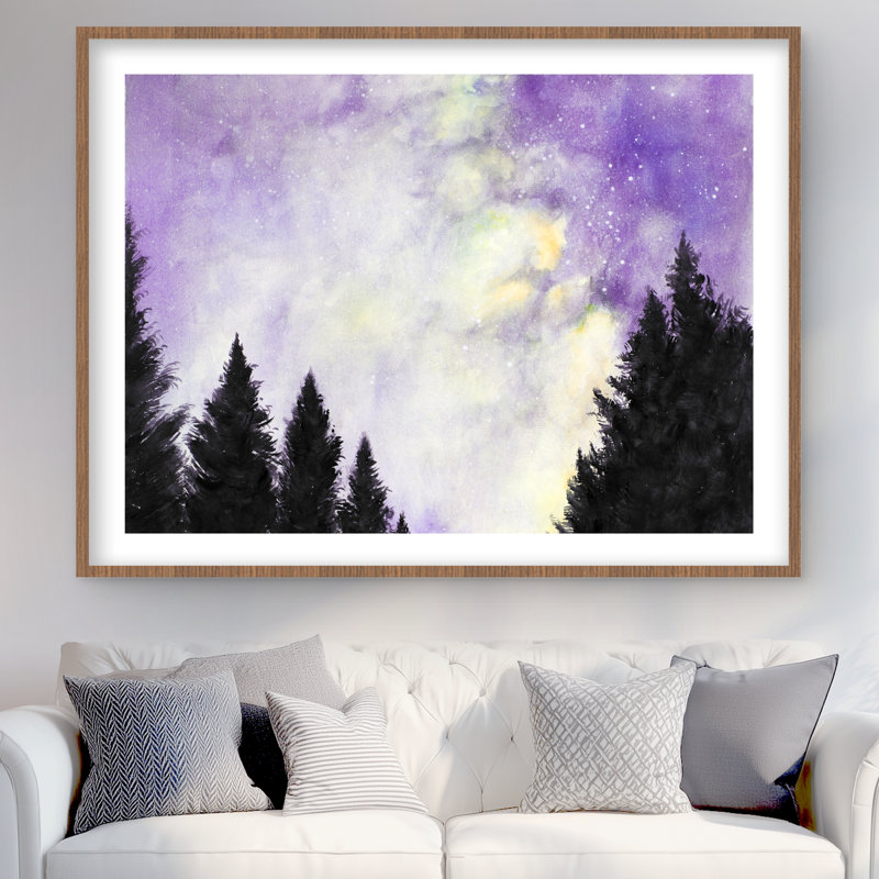 Mauve ciel étoilé - arbres mauves, reproduction encadrée