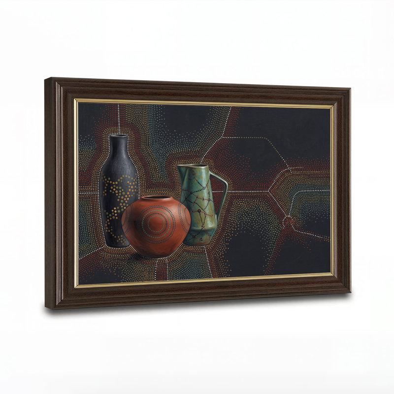 Art mural sur toile noir, vert et rouge, H 12 po x l 18 po