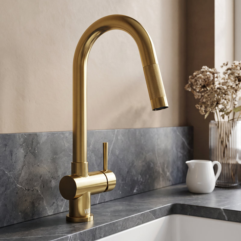 Gramercy 17" H 1-handle Pull-Down Kitchen Faucet, Matte Brushed Gold