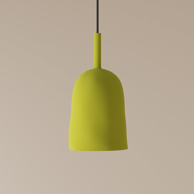 Vessel Pendant Light, 18" H x 14.5" W x 9" D, Mustard, Black