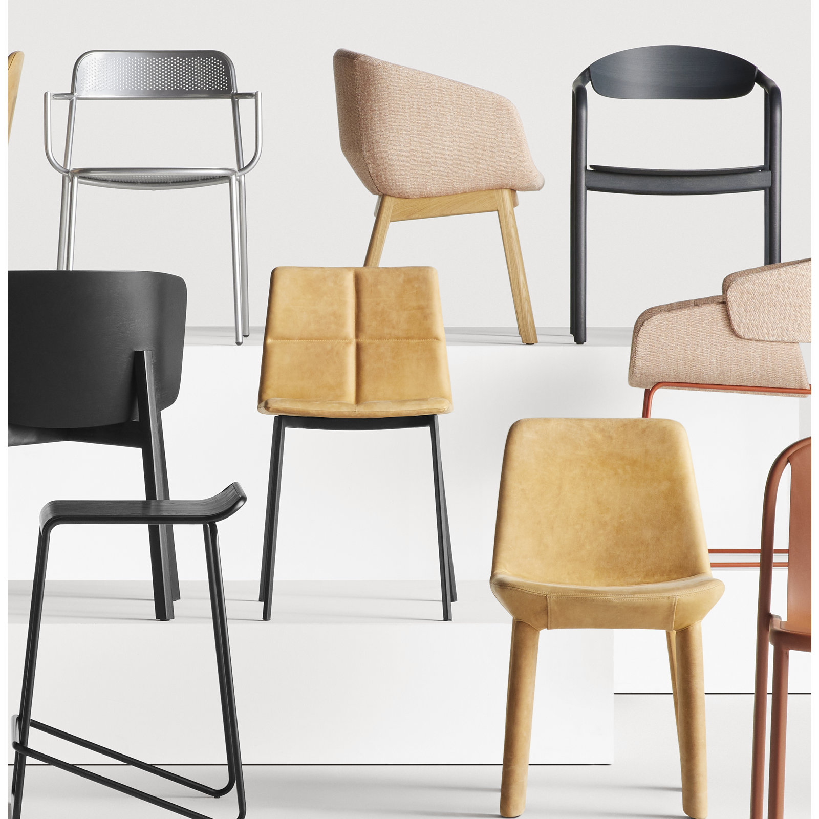 Between Us Genuine Leather Dining Chair, Camel Genuine Leather