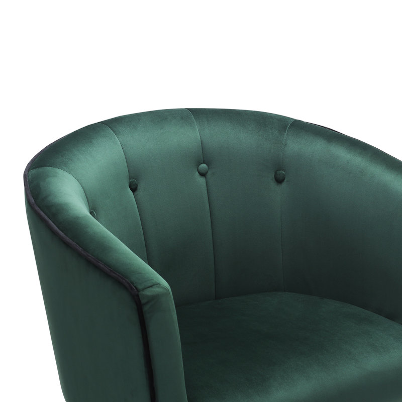 Emery Upholstered Barrel Chair, Emerald Green