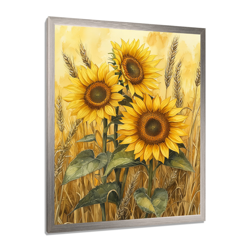 Dragica - impressions sur toile florales, H 32 po x l 16 po, Argent argent, Reproduction encadrée sans passe-partout