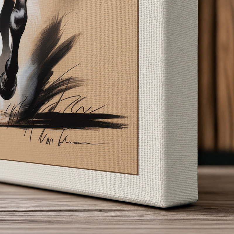 Charging Horse Modern - Wrapped Canvas, Cream Border, 30x20 - 76.2 x 50.8 cm