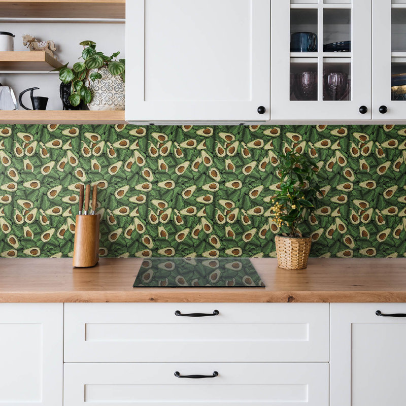 Self Adhesive Vinyl Splashback Wall Panel Sticker Tile Peel Stick 100x50 cm Green avocado