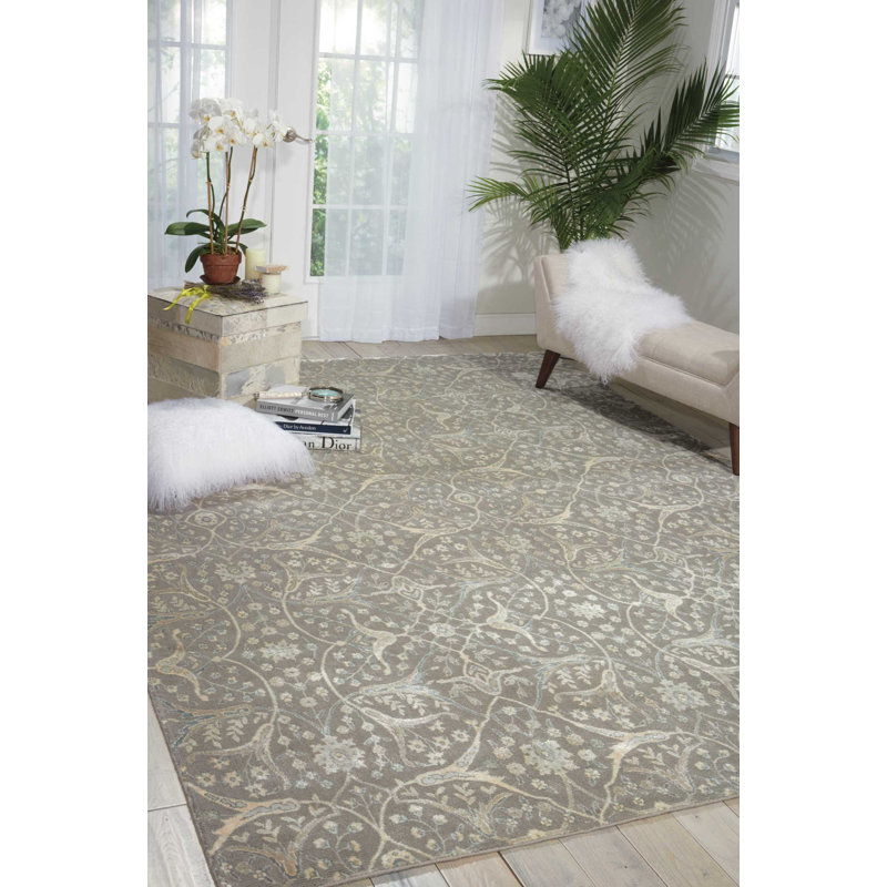 Wool Floral Indoor Rug, Rectangle 7 pi 6 po x 10 pi 6 po