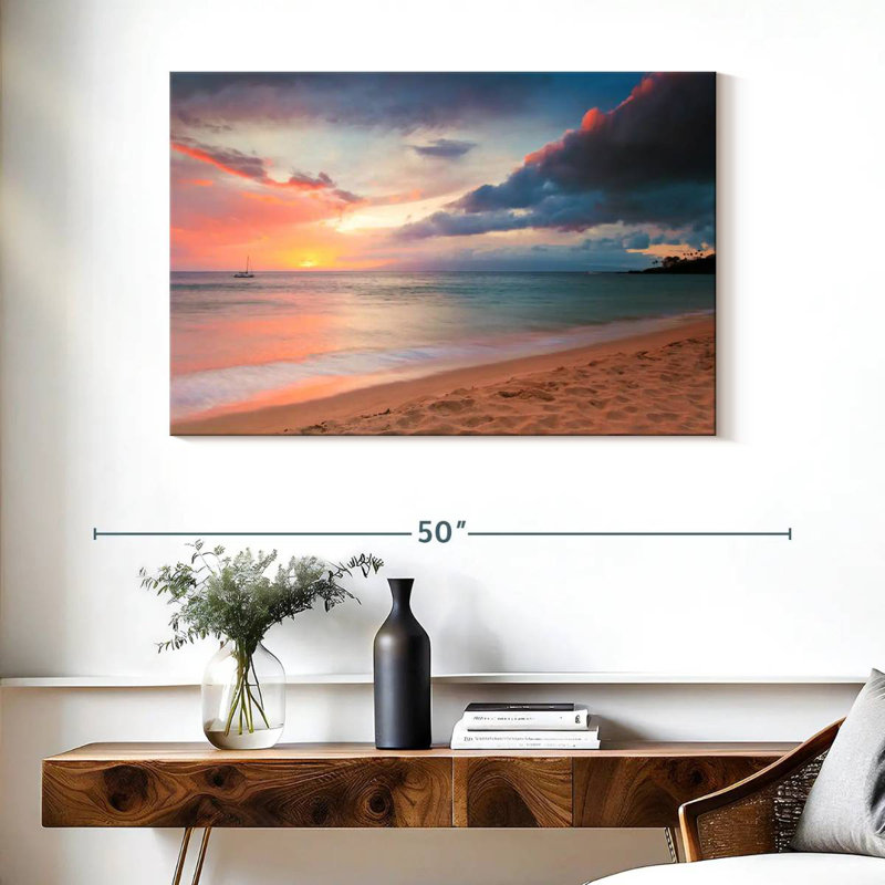 Gillard, superbe coucher de soleil de Kaanapali, H 26 po x l 39 po