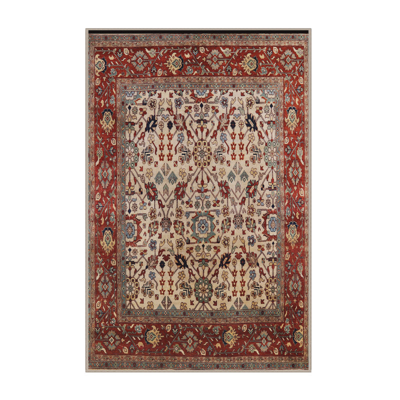 Tapis oriental rouge / beige, Rectangle 5 pi x 7 pi