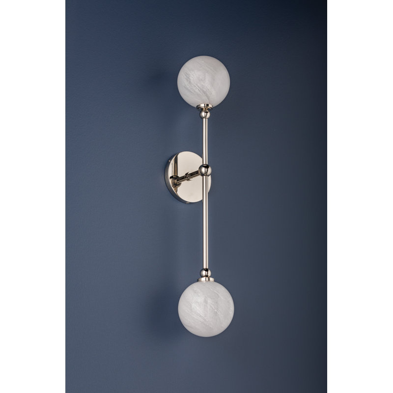 ANDREWS 2 LIGHT WALL SCONCE, Polished Nickel