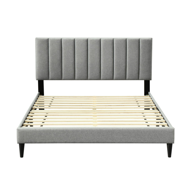 King Sized Bed In A Box With Immersion - Grey Fabric Headboard Supplied Channel Section