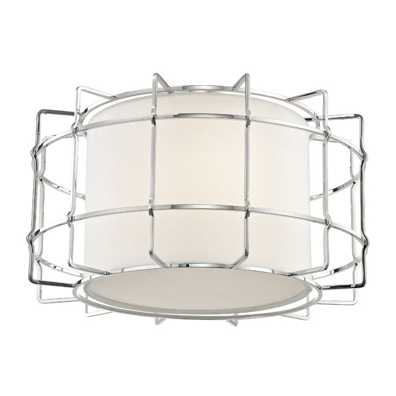 Timmy Fabric LED Flush Mount, Polished Nickel