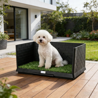 Bac à litière pour chien, tapis d'entraînement en gazon artificiel avec chicane, plateau de pot intérieur pour la formation des chiots