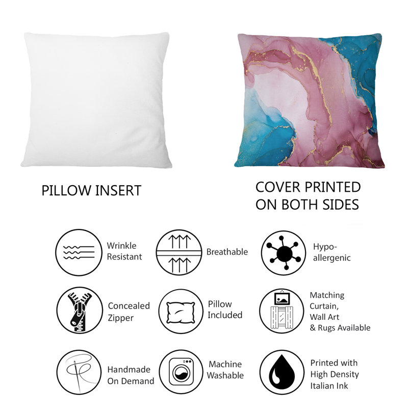 Bleu et mauve, luxe, abstrait, art fluide I - Coussin décoratif moderne imprimé 12 po x 20 po