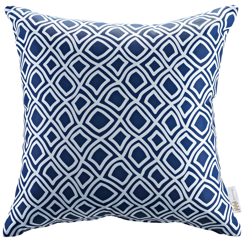 Modway Dark Blue Floral Motif Decorative Throw Pillow Set